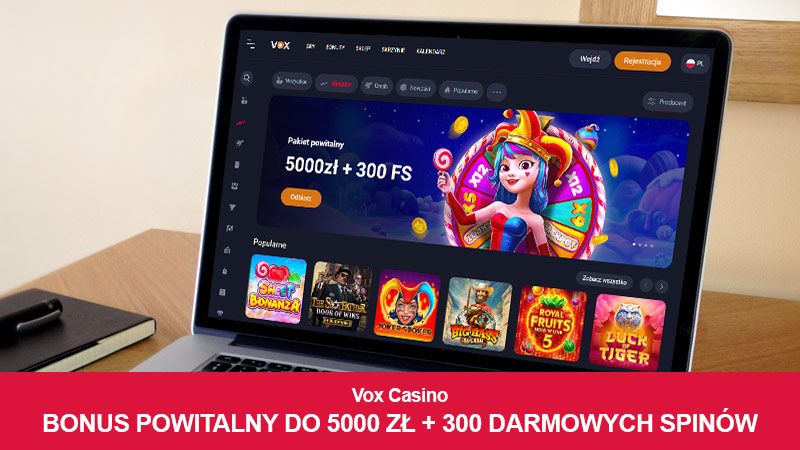 Strona główna Vox Casino na ekranie komputera