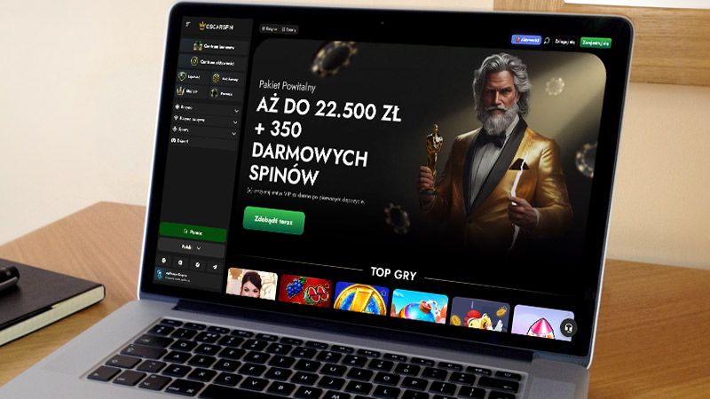 Strona główna kasyna Oscarspin na ekranie komputera