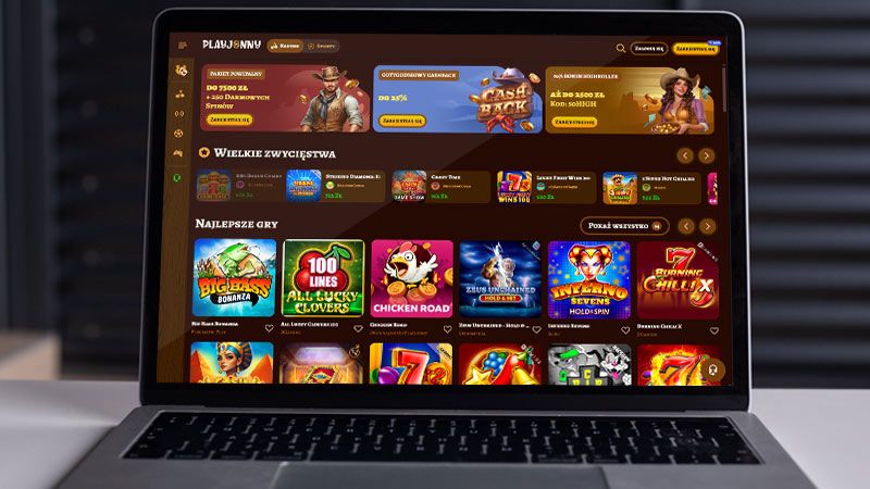 Strona główna kasyna Playjonny na ekranie komputera