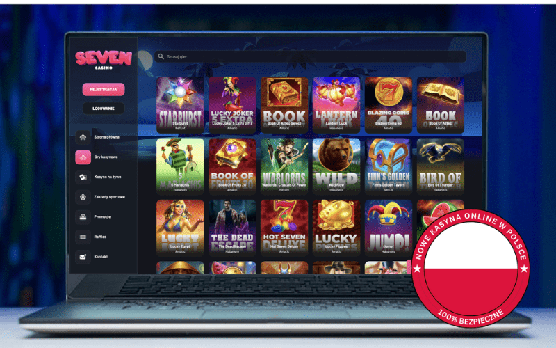 Strona główna Seven Casino na ekranie komputera