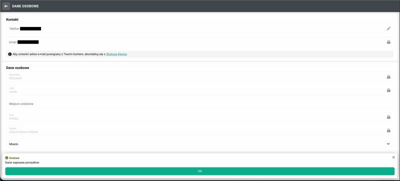 Potwierdzenie danych osobowych