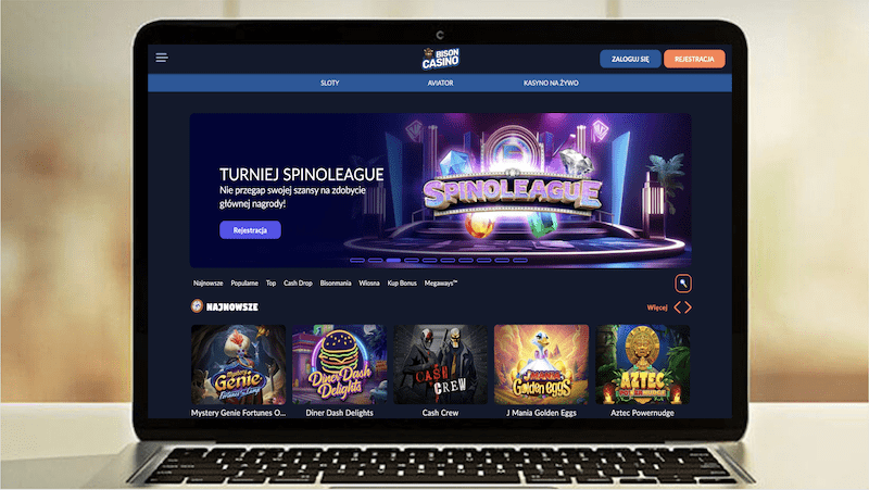 Strona główna Bison Casino na ekranie komputera