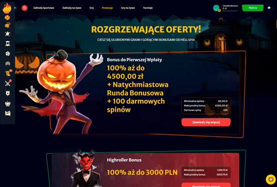 Kasyno HellSpin – Bonus powitalny