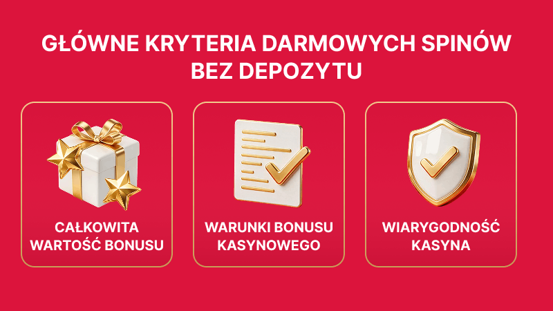 GŁÓWNE KRYTERIA DARMOWYCH SPINÓW BEZ DEPOZYTU