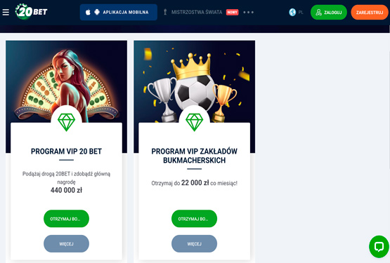 Program VIP w kasynie 20bet