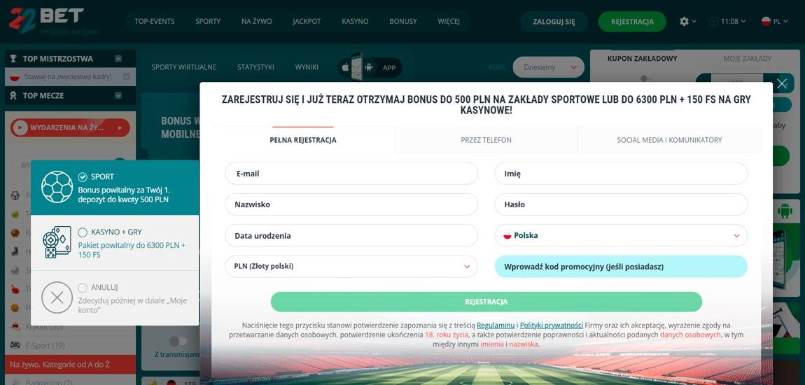 Formularz rejestracyjny