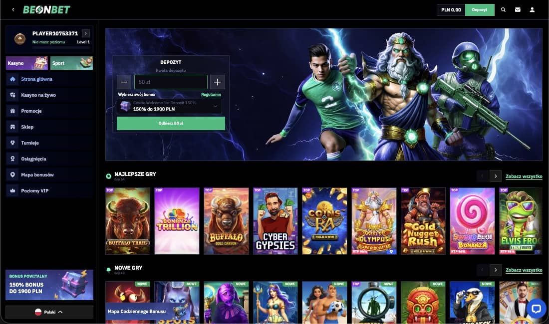 Strona główna kasyna BeOnBet