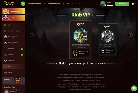 DragonSlots kasyno VIP