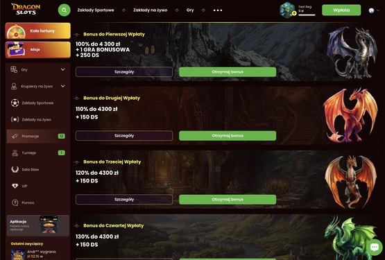 DragonSlots kasyno bonusy