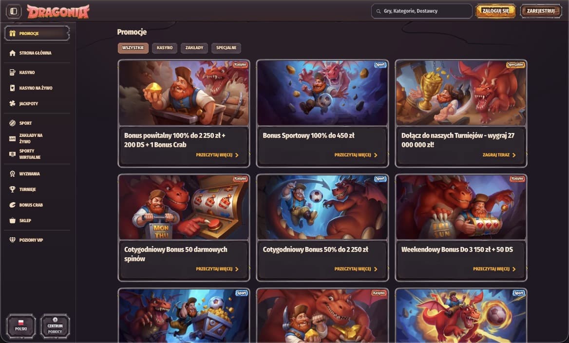 Dragonia kasyno bonusy