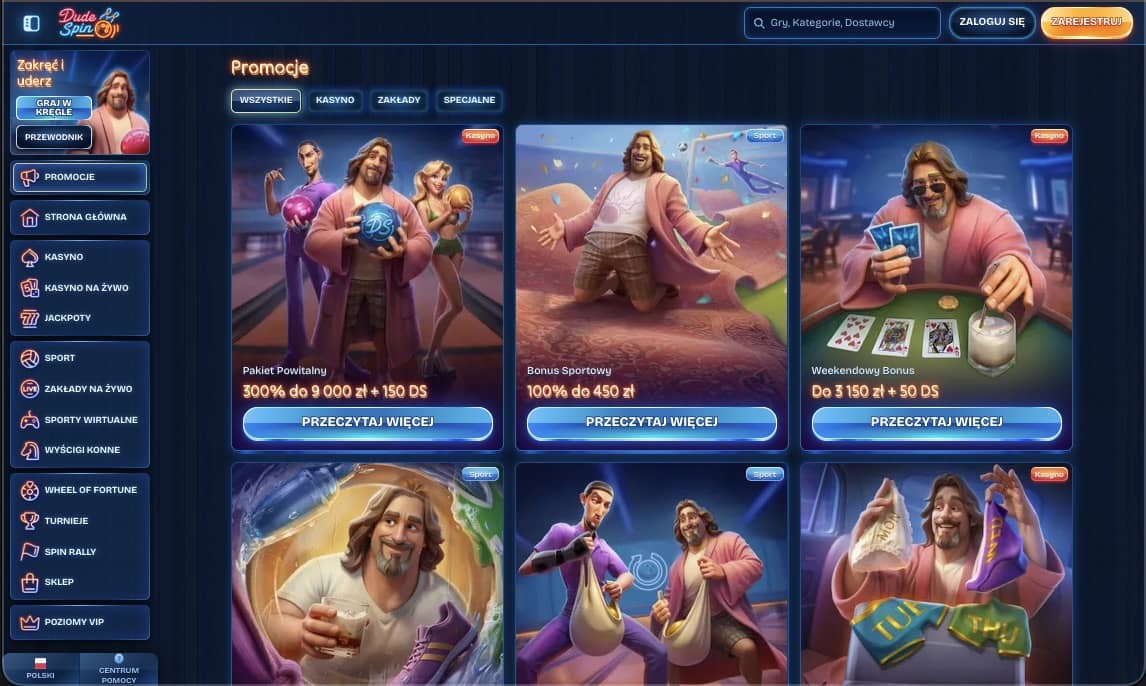 DudeSpin kasyno bonusy