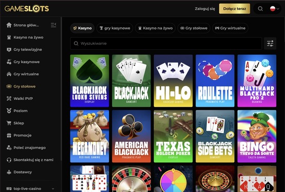 Gry stołowe w kasynie Gameslots