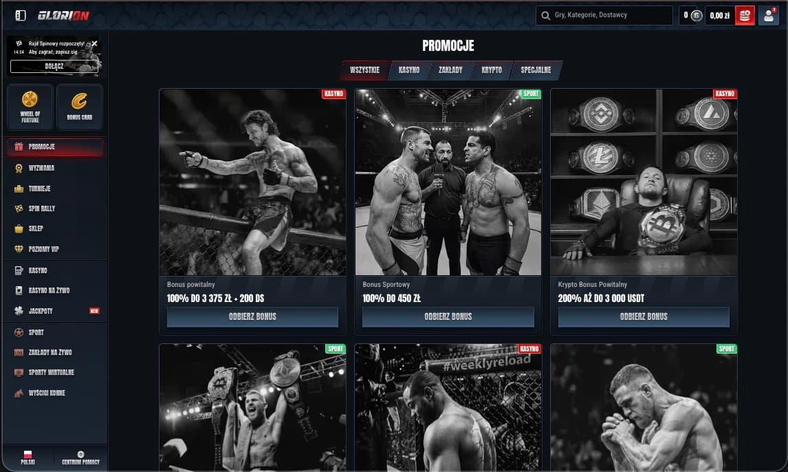 Glorion kasyno bonusy