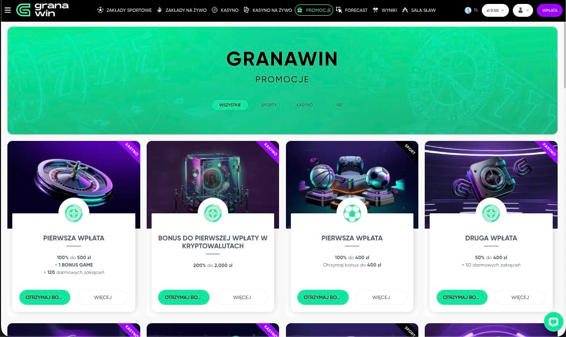 Granawin kasyno bonusy