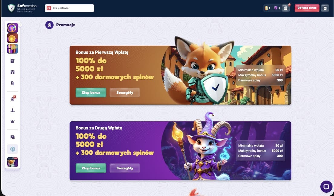 SafeCasino bonusy