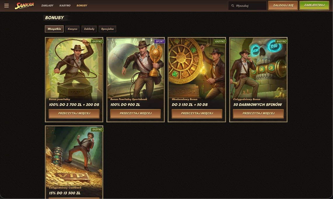 Sankra kasyno bonusy