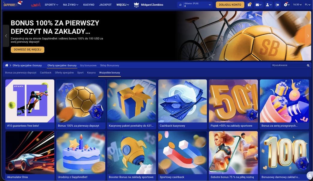 SapphireBet kasyno bonusy