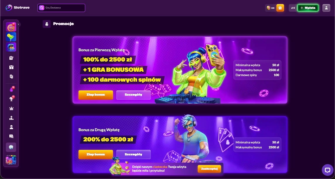 SlotRave Casino bonusy