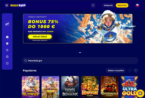 Strona główna kasyna Vegas Nova