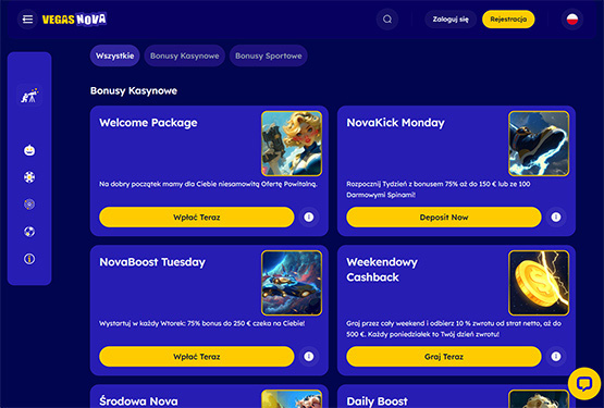 Vegas Nova kasyno bonusy
