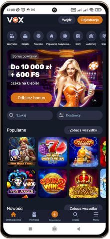 Vox Casino aplikacja mobilna na smartfonie