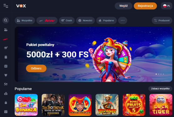 Strona główna kasyna Voxcasino