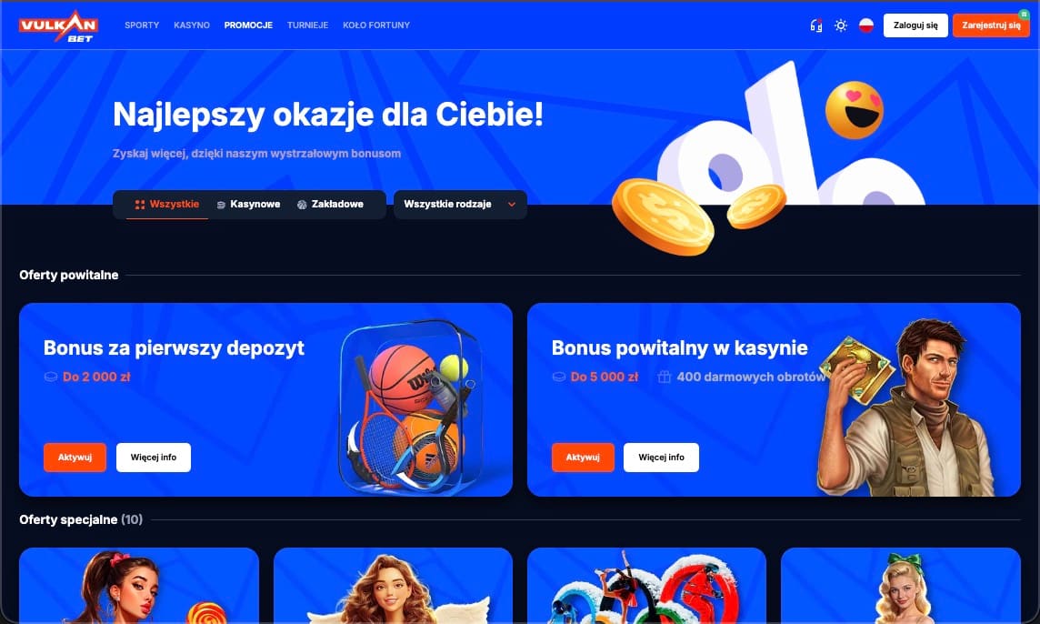 VulkanBet kasyno bonusy