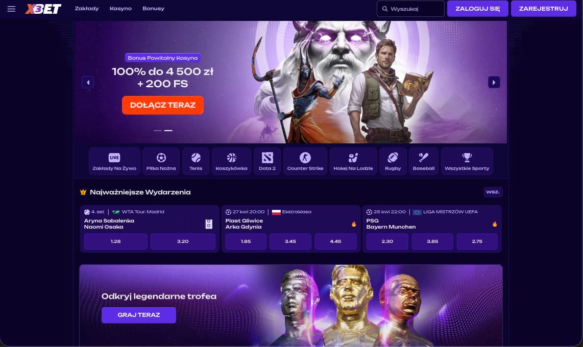 Strona gł&oacute;wna kasyna X3Bet