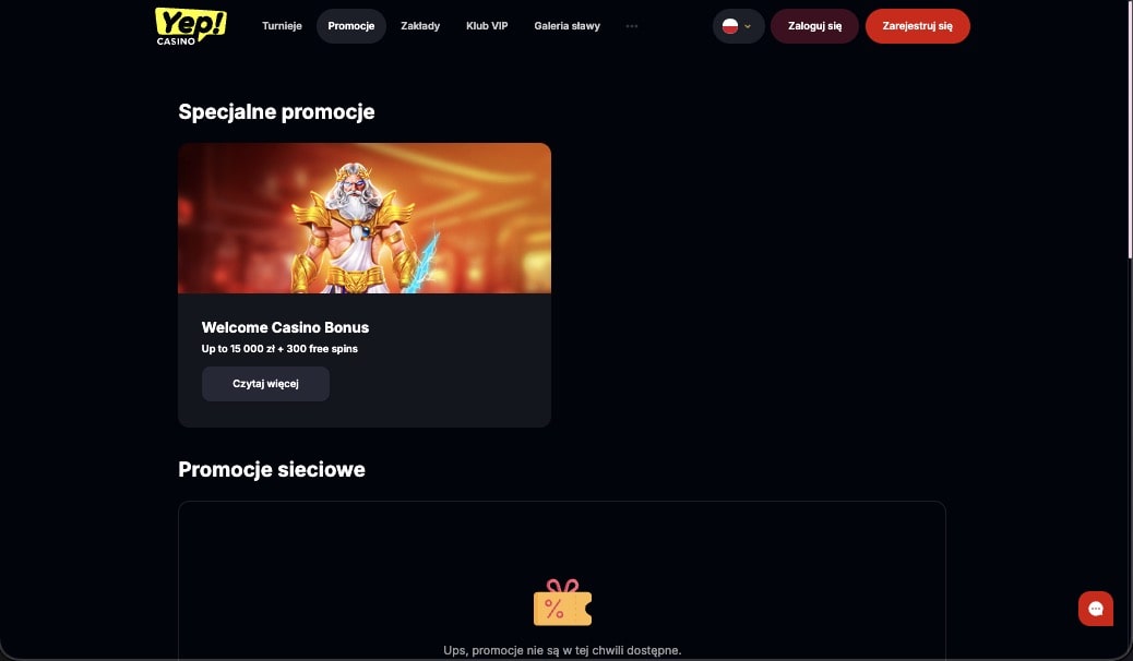 Yep Casino bonusy