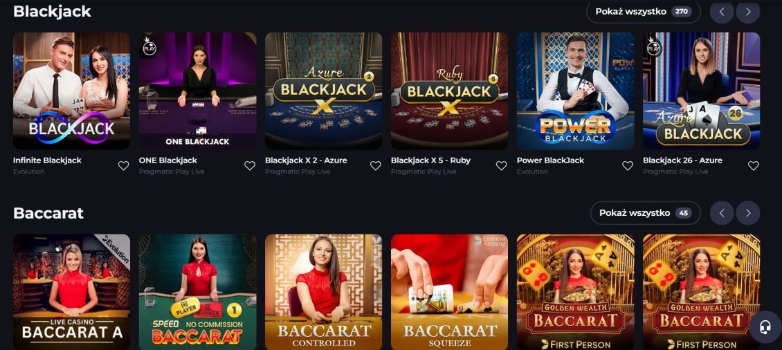 baccarat i blackjack w BDM Bet