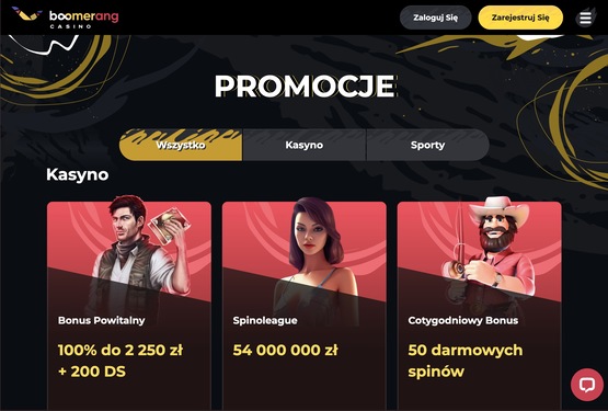 Boomerang kasyno bonusy