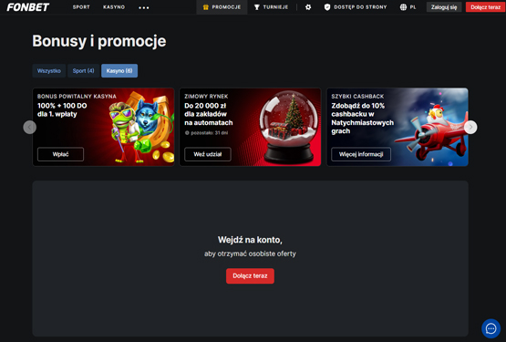 Fonbet kasyno bonusy