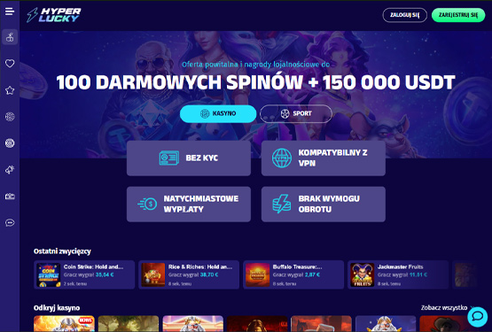 Strona główna kasyna Hyper Lucky