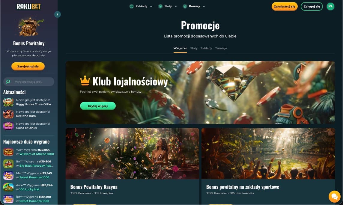 Rokubet kasyno bonusy
