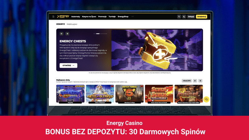 Energy Casino na ekranie komputera