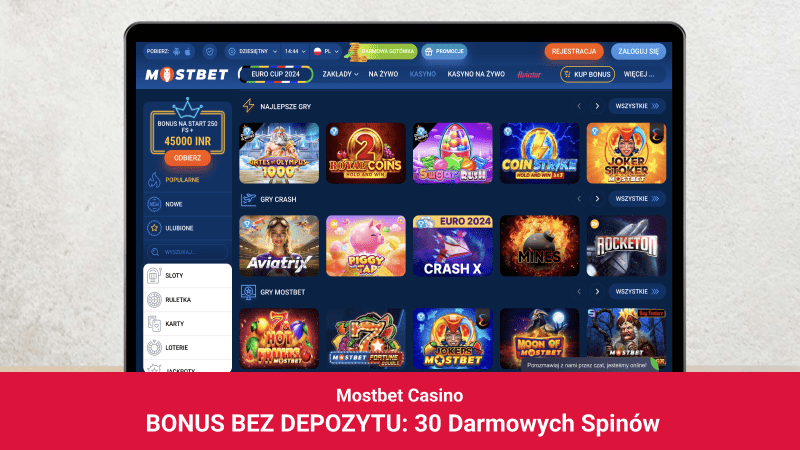 Mostbet Casino na ekranie komputera