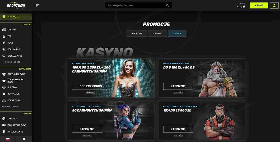 Sportuna kasyno bonusy
