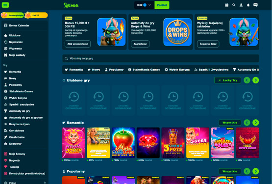 Strona główna kasyna StakeMania