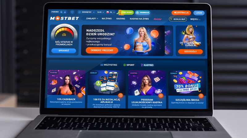 Mostbet Casino na ekranie laptopa