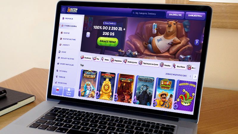 Strona główna Spinbara Casino na ekranie komputera
