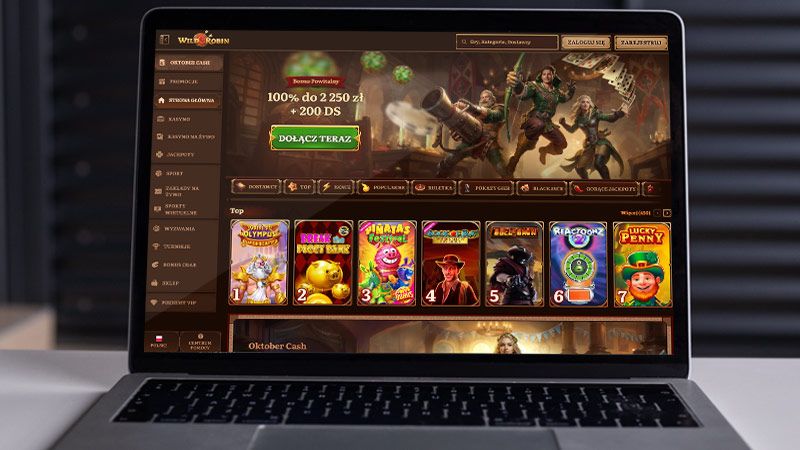 Strona główna Wild Robin Casino na ekranie komputera