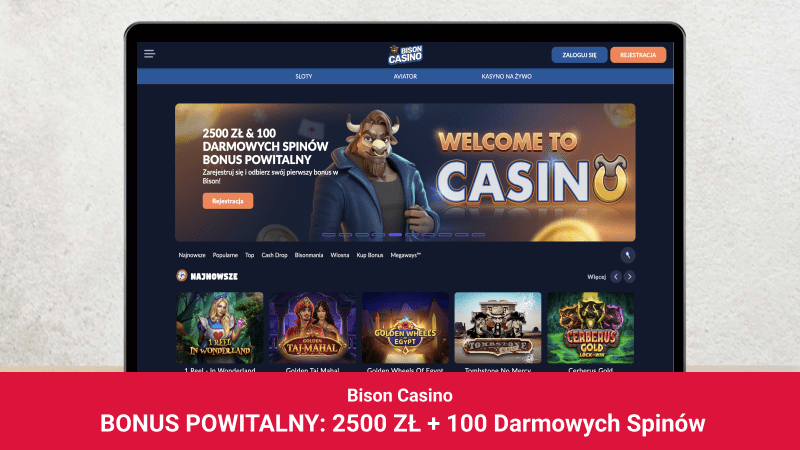 Bison Casino na ekranie laptopa