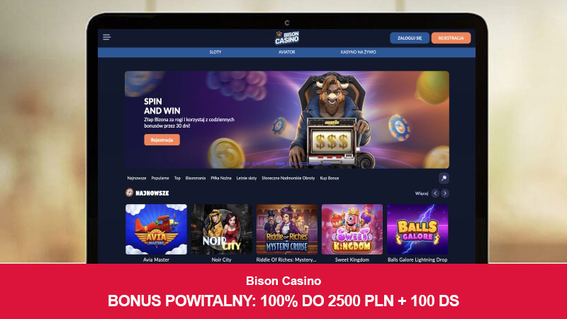 Bison Casino na ekranie komputera