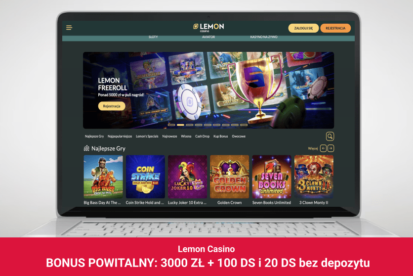 Strona główna Lemon Casino na ekranie komputera