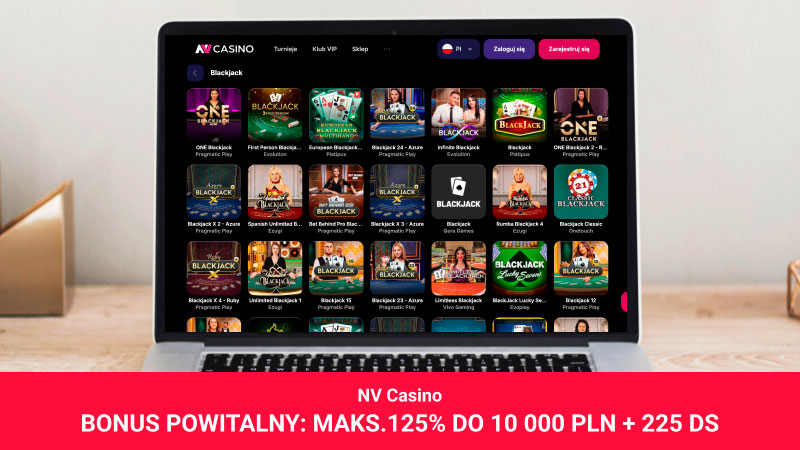 Kasyno NV Casino na ekranie laptopa
