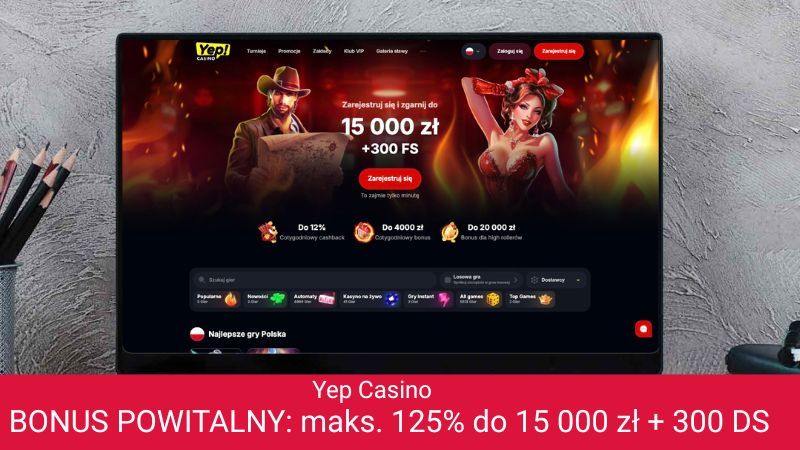 Yep Casino na ekranie komputera