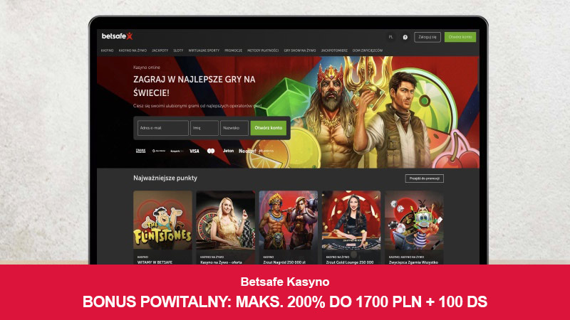 Kasyno BetSafe na ekranie komputera
