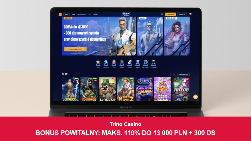 Trino Casino na ekranie komputera