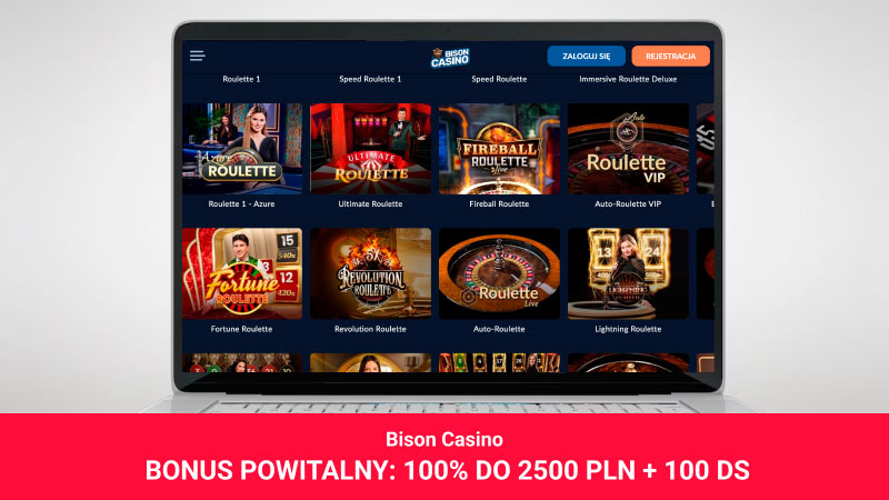 Bison Casino na ekranie komputera