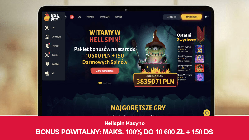 HellSpin Casino na ekranie komputera